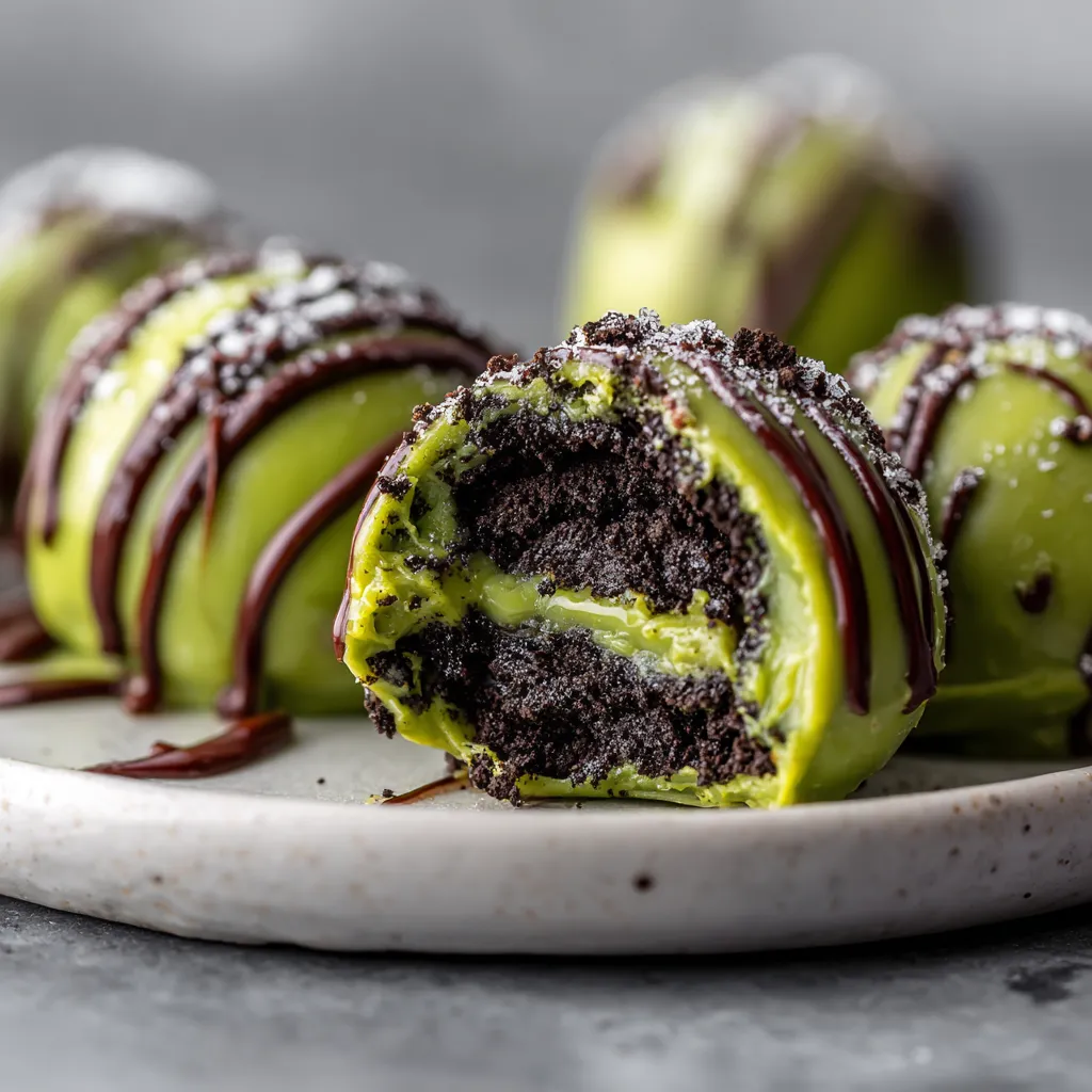 Festive Grinch Oreo Balls with Green Candy Coating and Red Sparkling Sugar Christmas Treats - secondary view